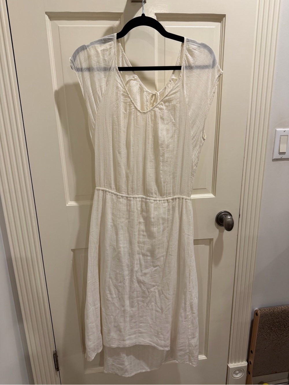 Women's Cream Midi Dress - Lightweight Tie-Back